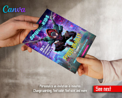 Spiderman Spider Verse customizable invite template unisex girl boy | instant download | Share or Print | OG365