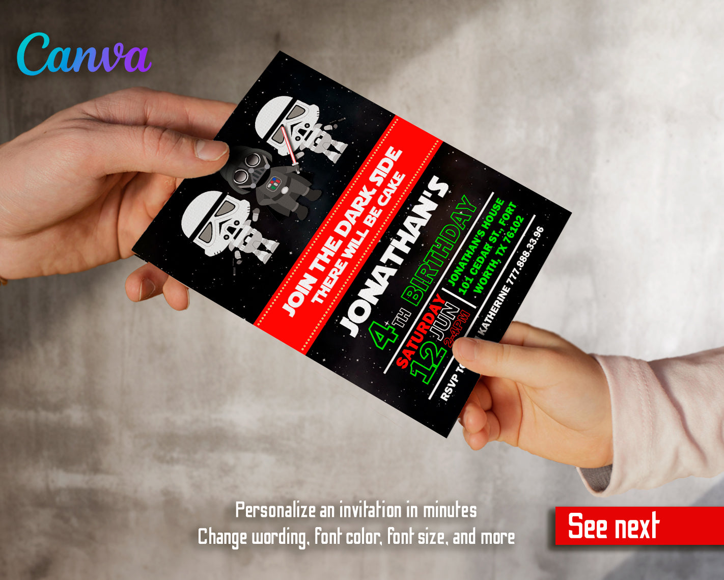 Star Wars customizable invite template | instant download | Share or Print | OY882