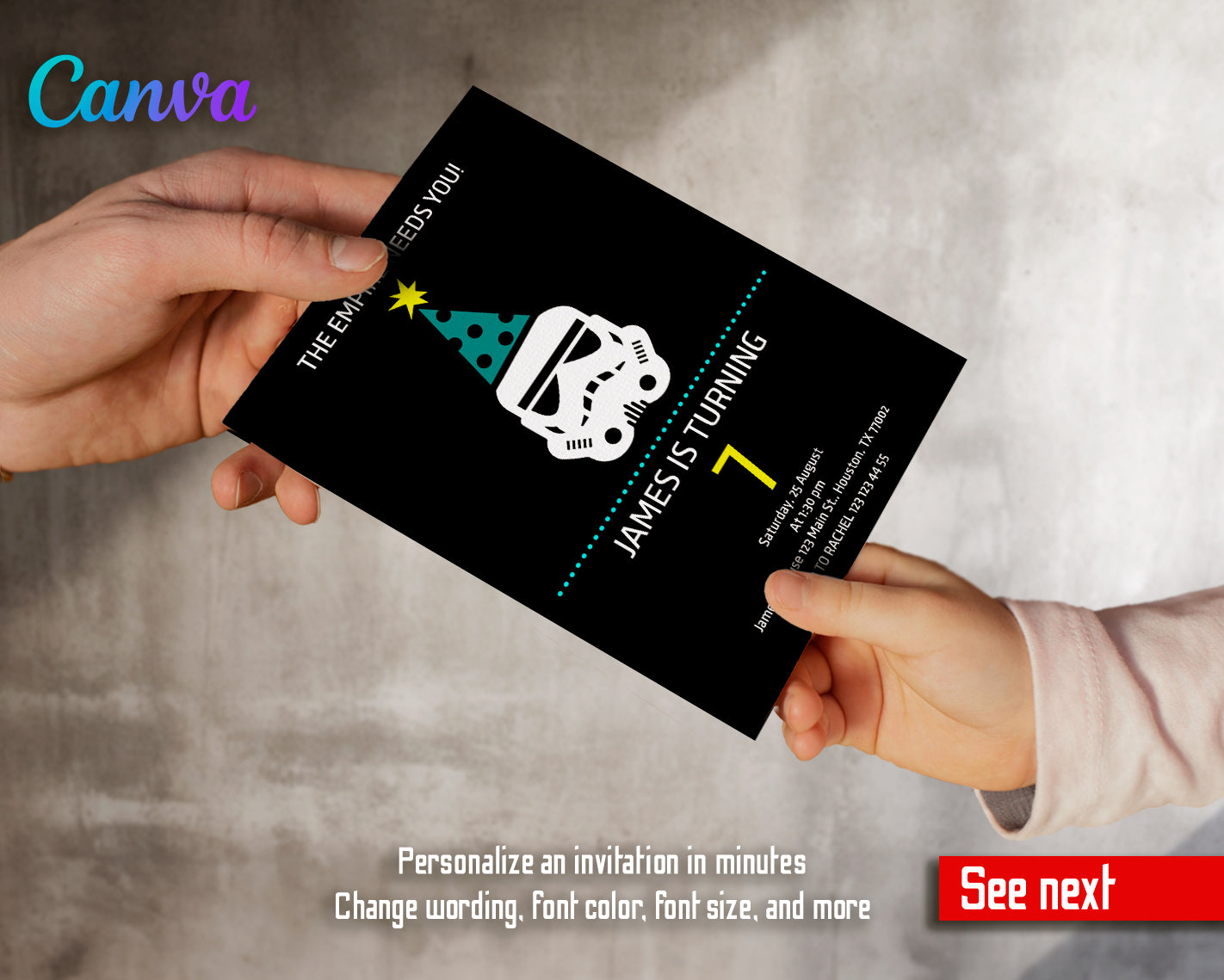 Star Wars customizable invite template | instant download | Share or Print | SU378