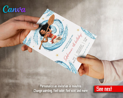 Moana Princess customizable invite template girl | instant download | Share or Print | HK152