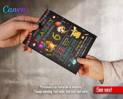 Pokemon customizable invite template | instant download | Share or Print | GD175