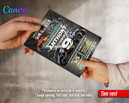 Monster Jam customizable invite template boy | instant download | Share or Print | OU112