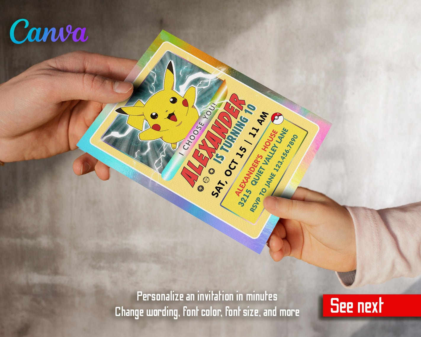 Pokemon customizable invite template | instant download | Share or Print | AK942