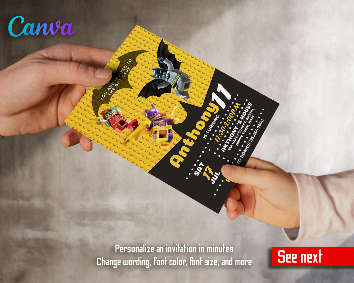 Lego customizable invite template boy | instant download | Share or Print | CZ156