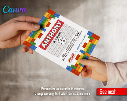 Lego customizable invite template | instant download | Share or Print | GI758