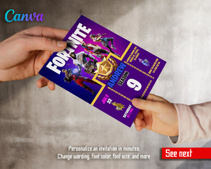 Fortnite gamer customizable invite template | instant download | Share or Print | BQ350