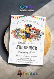 Paw Patrol customizable invite template | instant download | Share or ...