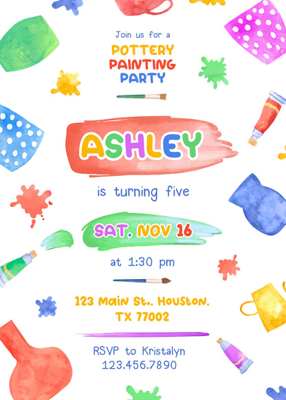 Art Pottery customizable invitation template | Share or Print | girl | NT012