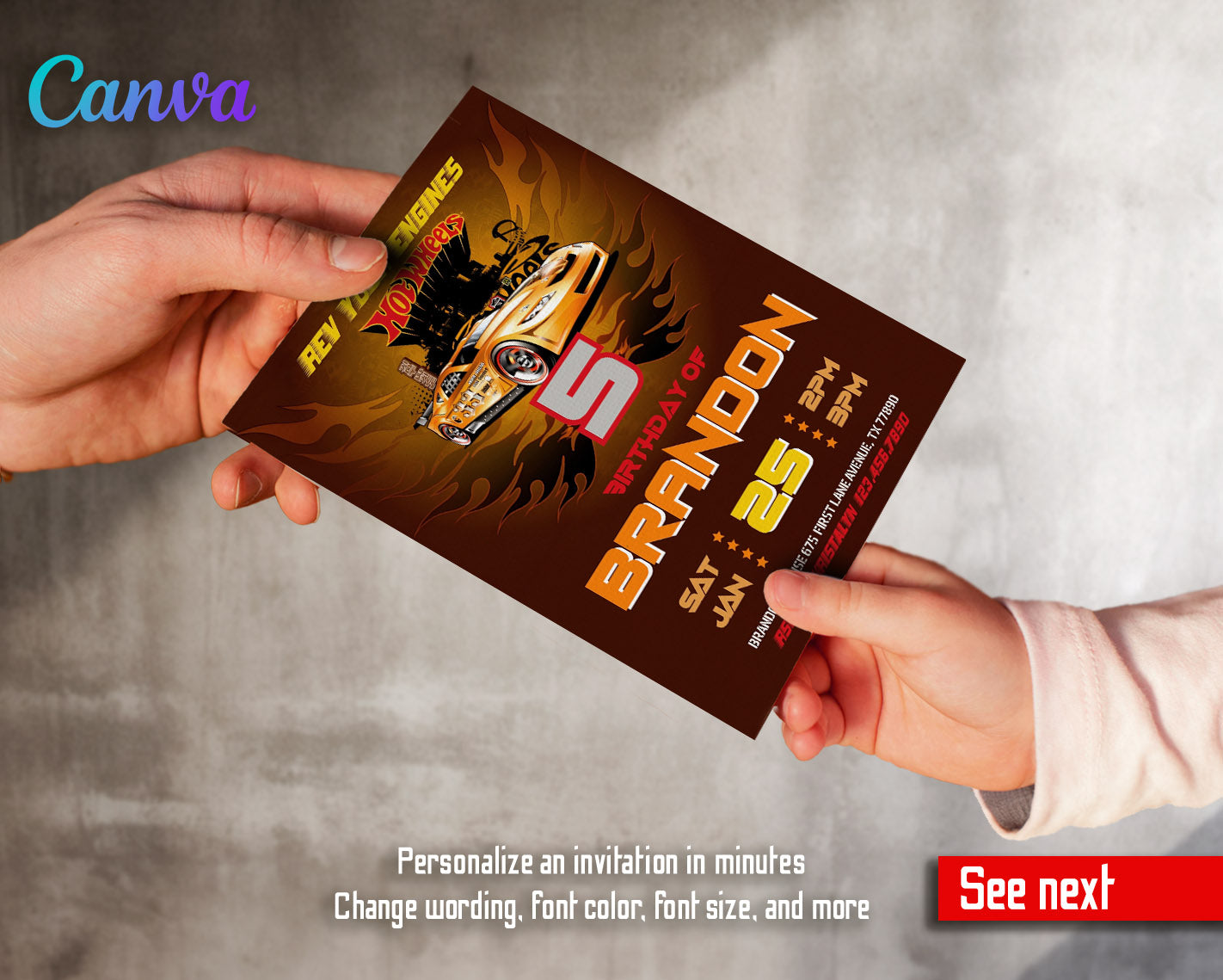 Hot Wheels Racing  customizable invitation template | Share or Print | boy | RE966