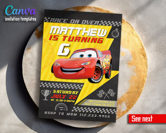 Cars Lightning McQueen customizable invitation template | Share or Print | boy | OH850