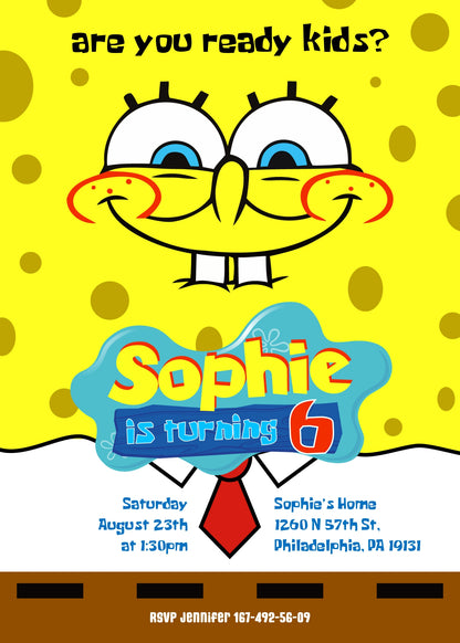 SpongeBob SquarePant customizable invitation template | Share or Print |  | OH131