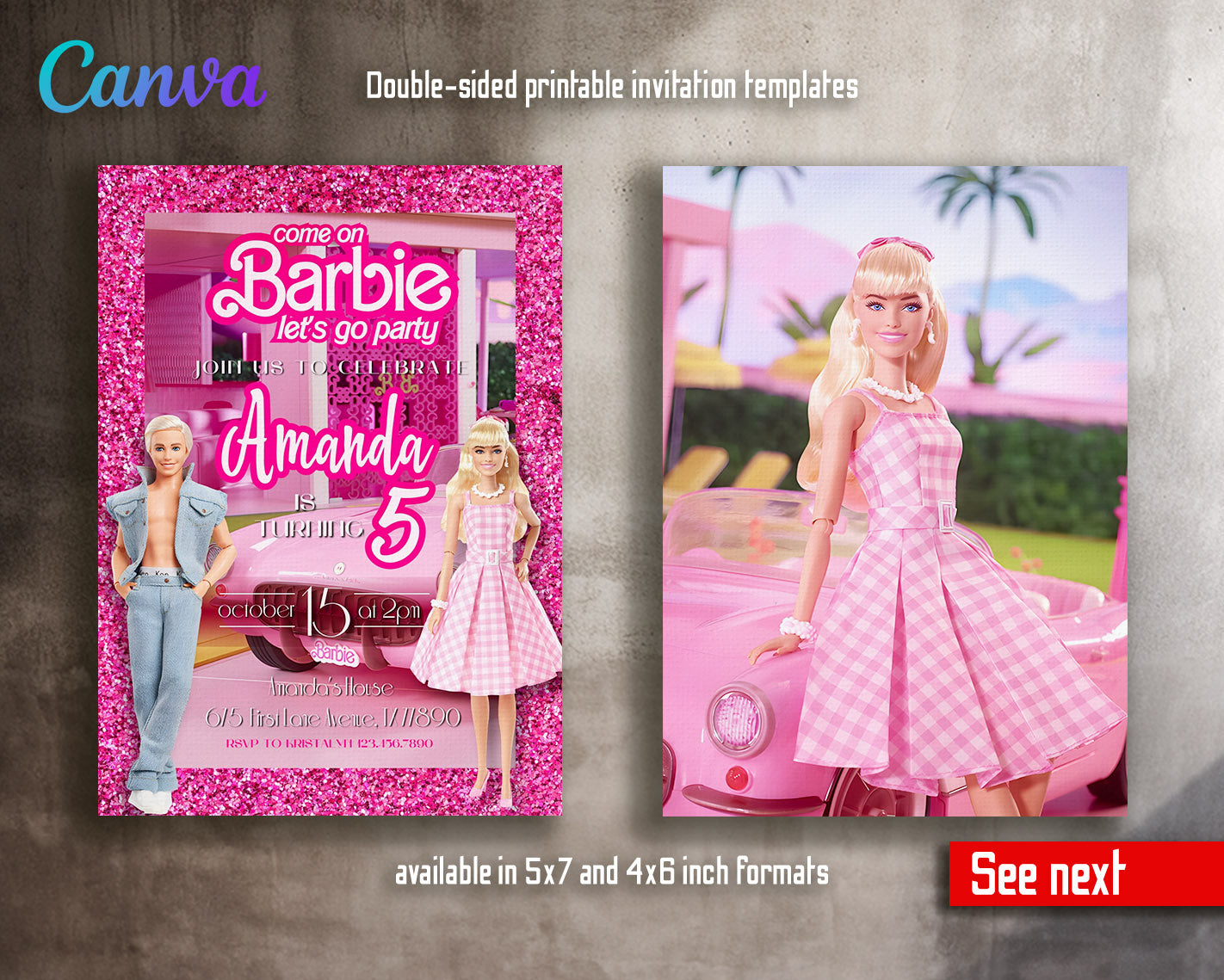 Barbie Pink  customizable invitation template | Share or Print | girl | ZX868