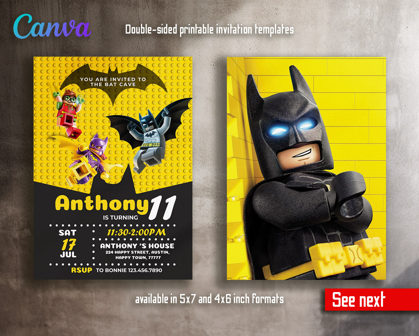 Lego Minifigures  customizable invitation template | Share or Print |  | EB970