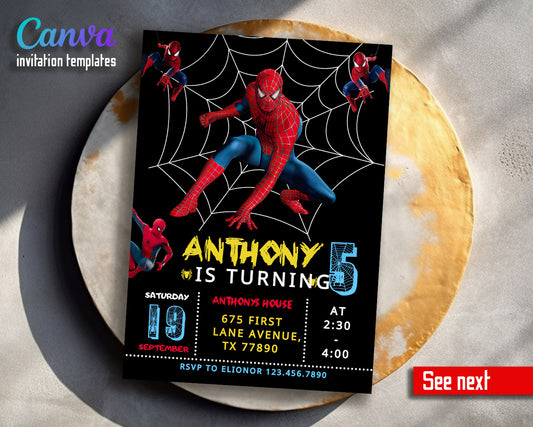 Spiderman Marvel Superhero customizable invitation template | Share or Print | boy | KA245