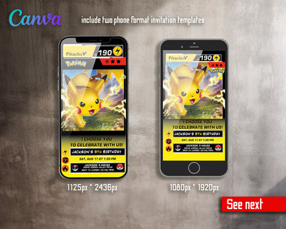 Pokemon Pikachu  customizable invitation template | Share or Print |  | MU864