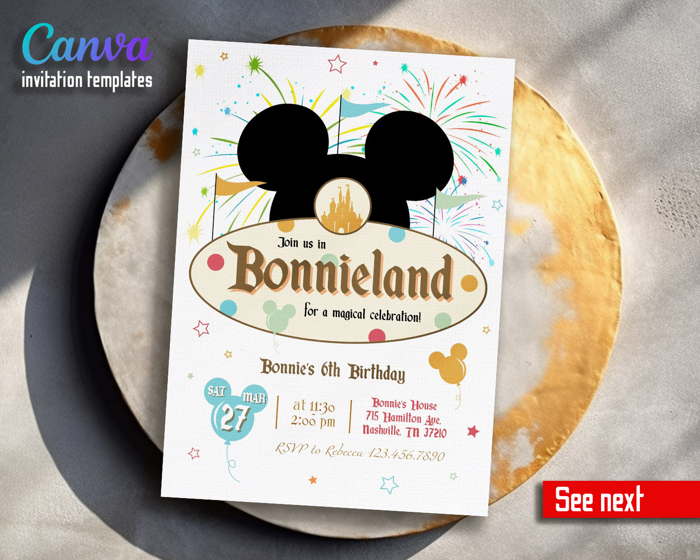 Disneyland customizable invitation template | Share or Print | girl | VZ939