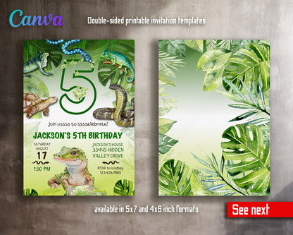 Reptile Lizard Snake customizable invitation template | Share or Print |  | DE891