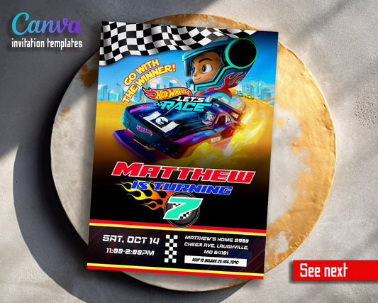 Hot Wheels Let's Race customizable invitation template | Share or Print | boy | IB429