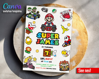 Mario Kart Gamer customizable invitation template | Share or Print | boy | AE633