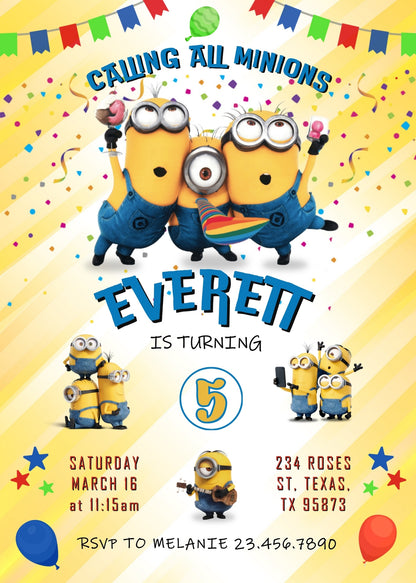 Minions Despicable Me customizable invitation template | Share or Print | | OI972