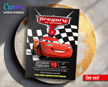 Cars Lightning McQueen customizable invitation template | Share or Print | boy | JQ140