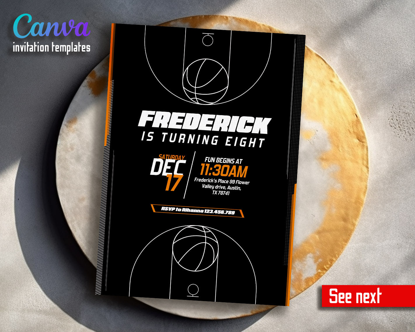 Basketball NBA Slam Dunk  customizable invitation template | Share or Print | boy | PE119