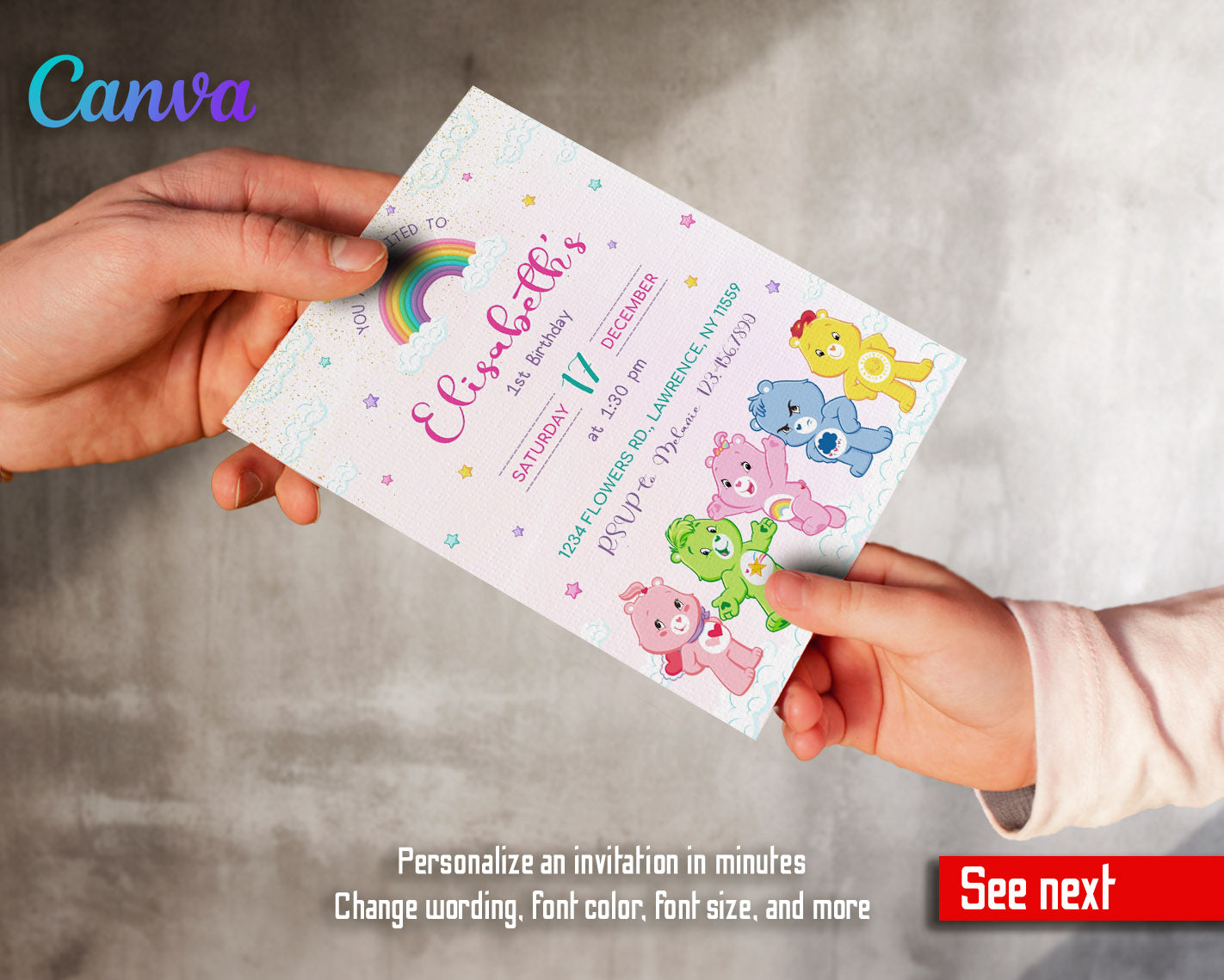 Care Bears  customizable invitation template | Share or Print |  | UM447