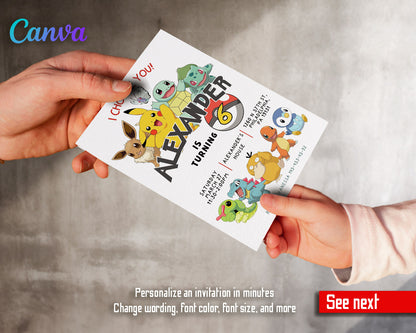 Pokemon Pikachu  customizable invitation template | Share or Print |  | DD363