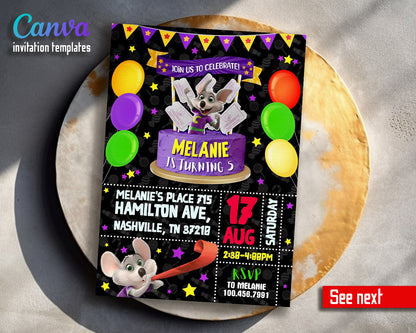 Chuck E. Cheese customizable invitation template | Share or Print |  | OG139