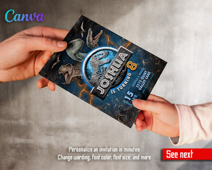 Jurassic World Dinosaur customizable invitation template | Share or Print |  | FN751