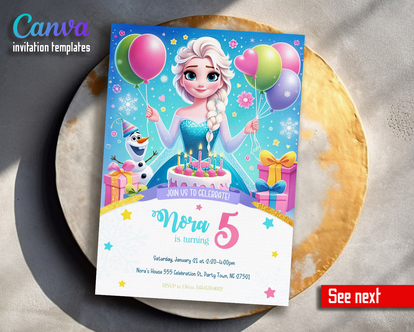 Frozen Elsa  customizable invitation template | Share or Print | girl | FO195