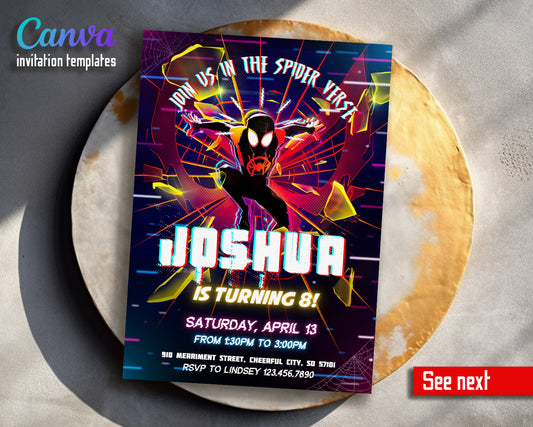 Spider Man Across the Spider-Verse customizable invitation template | Share or Print | boy | IF256