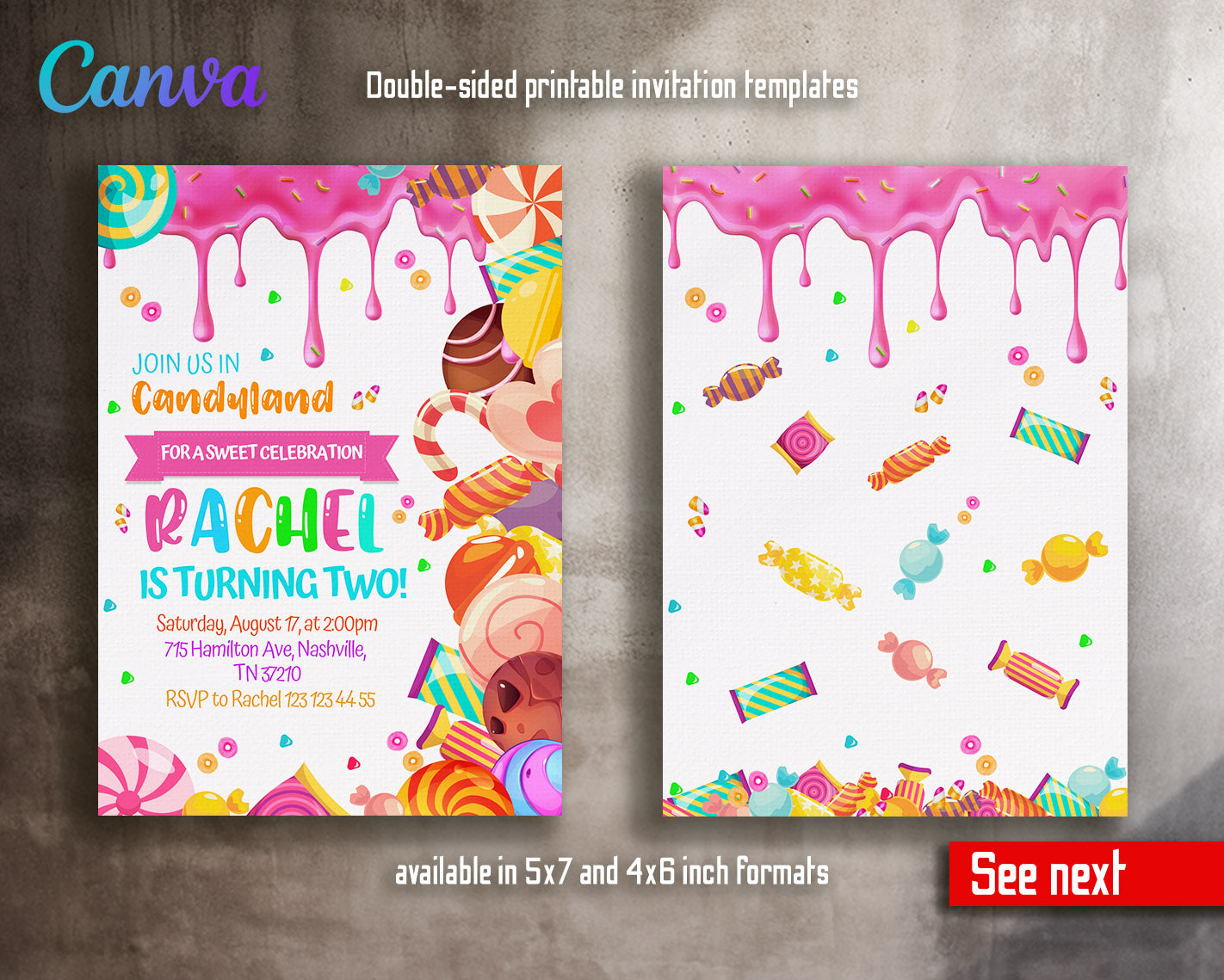 Candy Land Lollipop customizable invitation template | Share or Print | girl | FC593