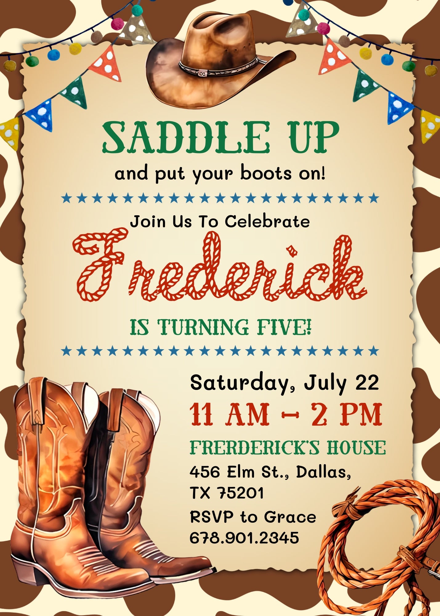 Cowboy Rodeo customizable invitation template | Share or Print | boy | AG110