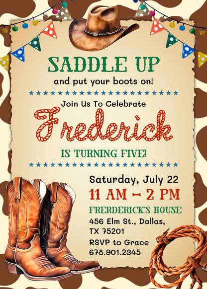 Cowboy Rodeo customizable invitation template | Share or Print | boy | AG110