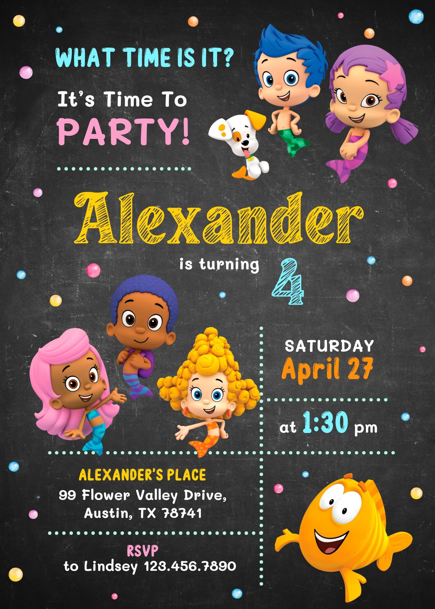 Bubble Guppies Molly Gil customizable invitation template | Share or Print | girl | DN758