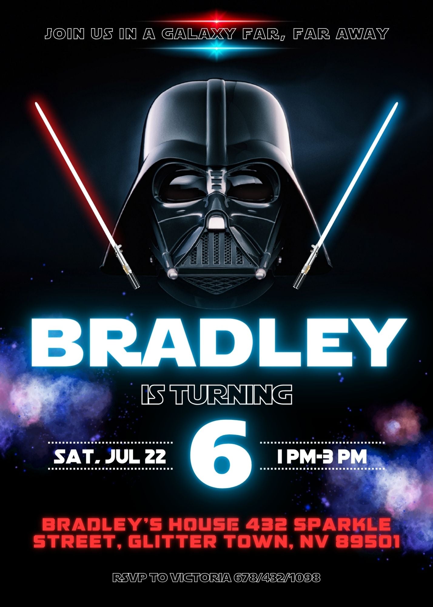 Star Wars Darth Vader customizable invitation template | Share or Print | boy | BC710