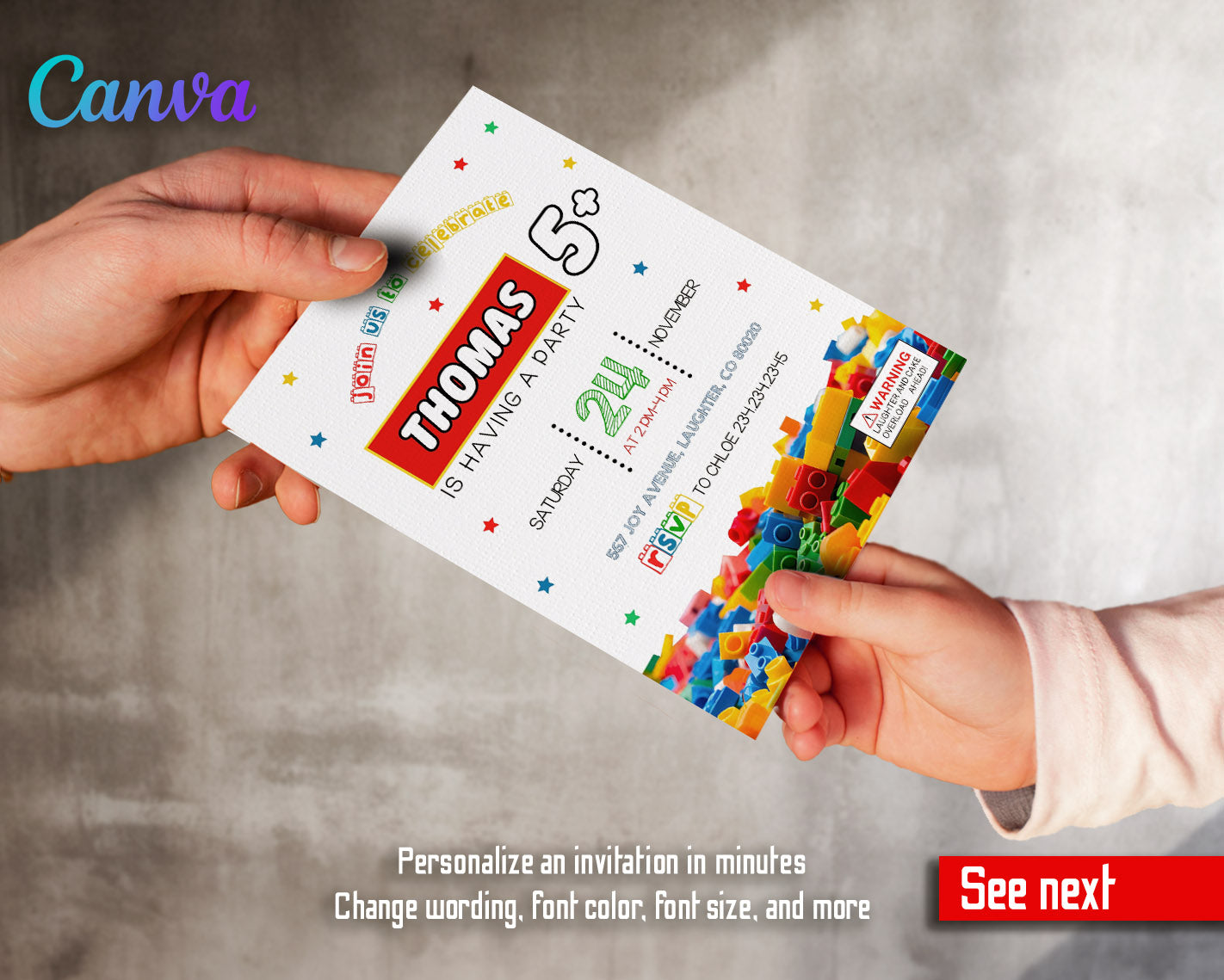 Lego  customizable invitation template | Share or Print |  | OG174