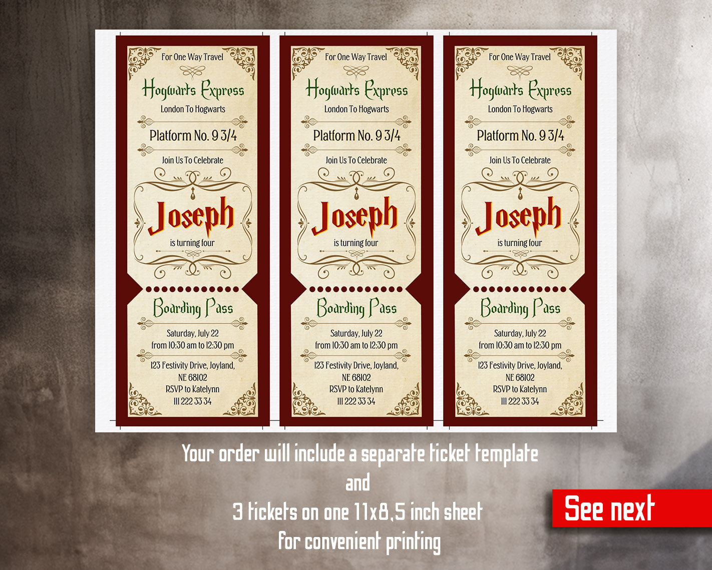 Harry Potter Hogwarts customizable invitation template | Share or Print |  | WI157