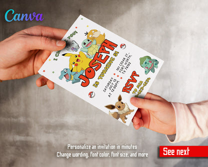 Pokemon Pikachu  customizable invitation template | Share or Print |  | ZZ190