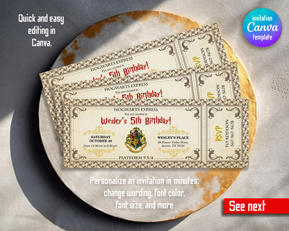 Harry Potter Hogwarts customizable invitation template | Share or Print |  | HA347