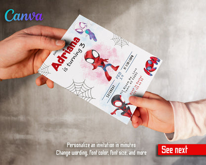 Spidey and His Amazing Friends customizable invitation template | Share or Print | boy | ZD373