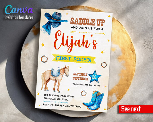 Cowboy Rodeo customizable invitation template | Share or Print | boy | DR145