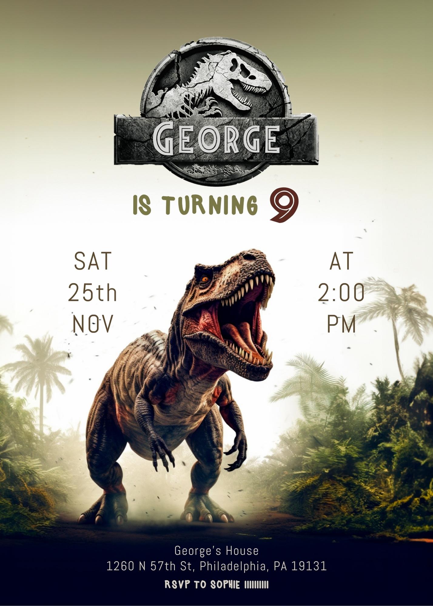 Jurassic World customizable invite template | instant download | Share or Print | IU601