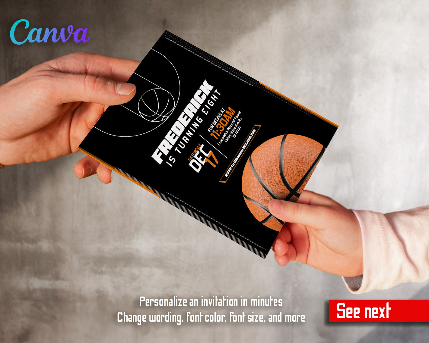 Basketball NBA Slam Dunk  customizable invitation template | Share or Print | boy | HF705