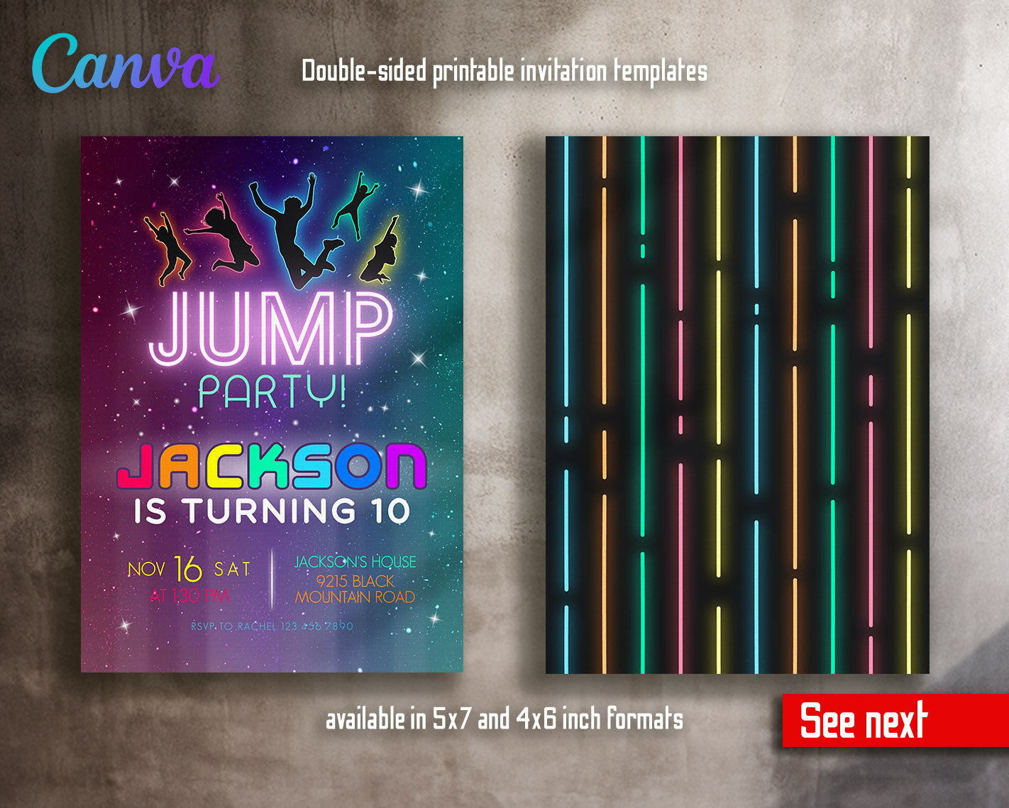 Trampoline Jump Party  customizable invitation template | Share or Print |  | FJ175