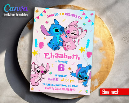 Lilo & Stitch Angel customizable invitation template | Share or Print | girl | QO359