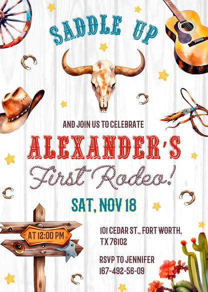 Cowboy Rodeo customizable invitation template | Share or Print | boy | ML139