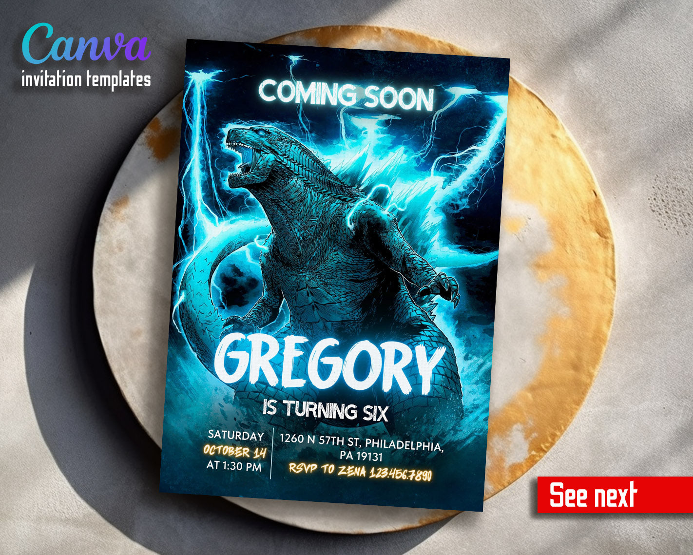 Godzilla Invites Godzilla and King Kong customizable invitation template | Share or Pri ...
