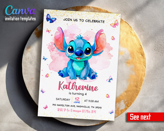 Lilo & Stitch Aloha customizable invitation template | Share or Print |  | OT849